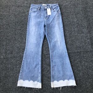 Risen Jeans high rise flare ombré hem detail size 13/31
